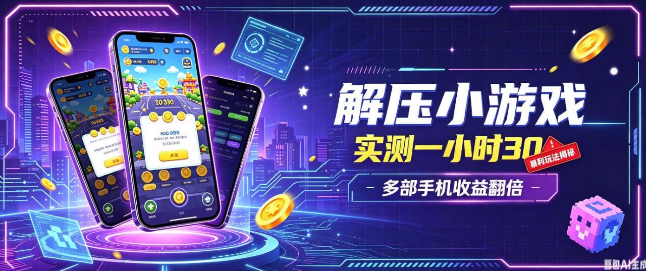 小游戏全流程玩法,实测一小时搞30,简单无脑解压,当天做当天就能看到进账,直接冲就行【揭秘】-网赚36计