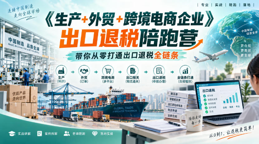 《生产+外贸+跨境电商企业》出口退税陪跑营，带你从零打通出口退税全链条-网赚36计