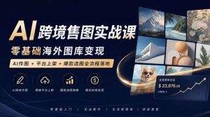 AI跨境售图实战课，零基础海外图库变现，AI作图+平台上架+爆款选图全流程落地-网赚36计