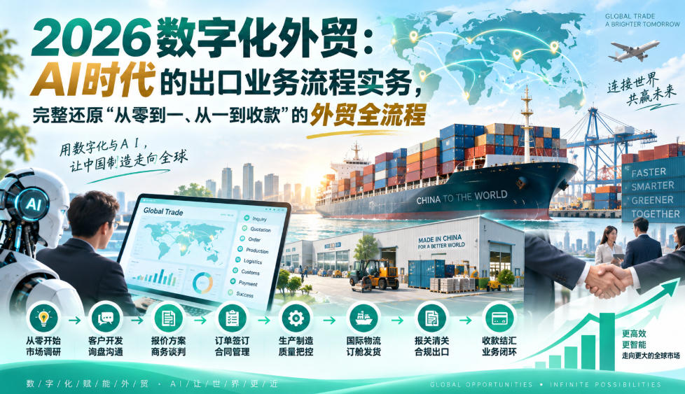 2026数字化外贸：AI时代的出口业务流程实务，完整还原”从零到一、从一到收款”的外贸全流程-网赚36计