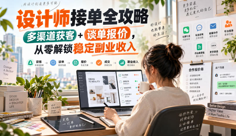 设计师接单全攻略-无水印，多渠道获客+谈单报价，从零解锁稳定副业收入-网赚36计