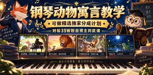 钢琴动物寓言教学，可做精选独家分成计划，对标35W粉丝博主同款课-网赚36计