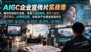 AIGC企业宣传片实战课，重构传统制片流程，掌握大模型编导、数字人制作、美学镜头、AI特效后期，低成本产出商业级宣传片-网赚36计
