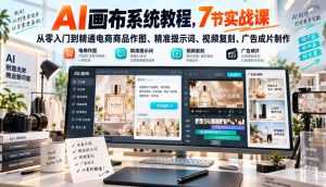 AI画布系统教程，7节实战课从零入门到精通电商商品作图、精准提示词、视频复刻、广告成片制作-网赚36计