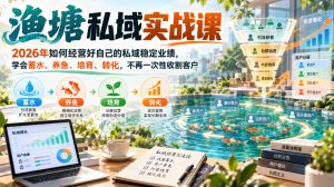 渔塘私域实战课，2026年如何经营好自己的私域稳定业绩，学会蓄水、养鱼、培育、转化，不再一次性收割客户-网赚36计