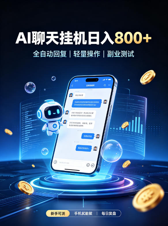 AI聊天挂G项目，日入800➕，全自动操作，适用个人副业，支持工作室矩阵操作【揭秘】-网赚36计