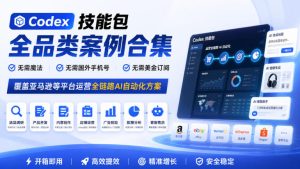 Codex技能包全品类案例合集，无需魔法、无需国外手机号、无需美金订阅，覆盖亚马逊等平台运营全链路AI自动化方案-网赚36计
