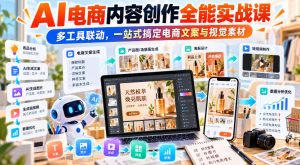 【无水印】AI电商内容创作全能实战课｜多工具联动，一站式搞定电商文案与视觉素材-网赚36计