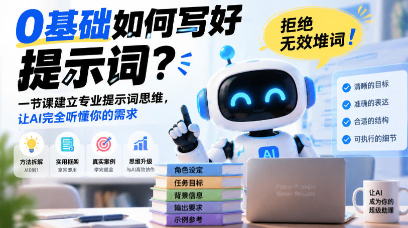 0基础如何写好提示词，拒绝无效堆词！一节课建立专业提示词思维，让AI完全听懂你的需求-网赚36计