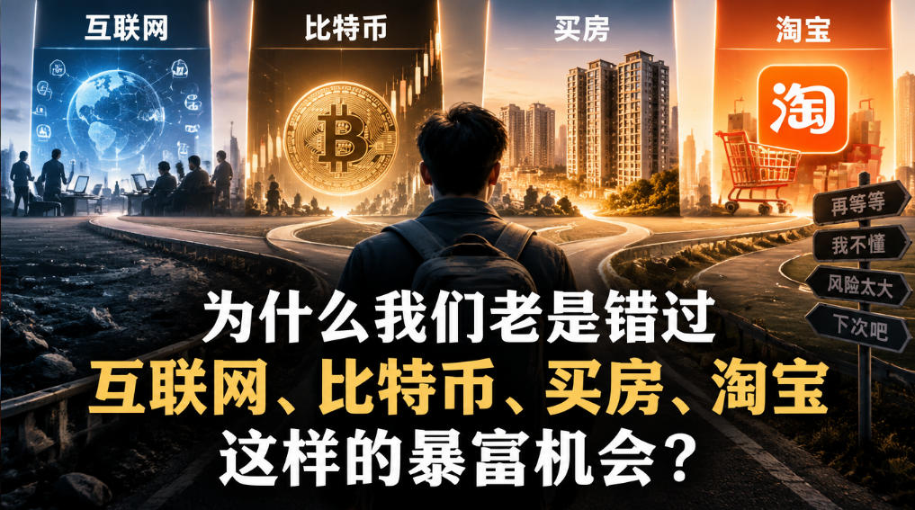 某社群付费文章：为什么我们老是错过互联网、比特币、买房、淘宝这样的暴富机会？-网赚36计