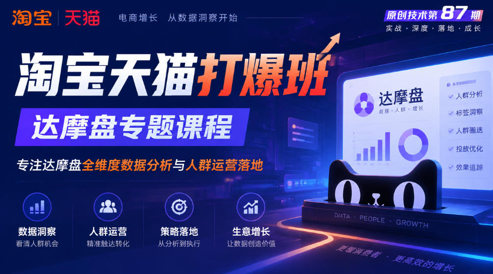 《淘宝天猫打爆班》原创技术第87期，达摩盘专题课程，专注达摩盘全维度数据分析与人群运营落地-网赚36计