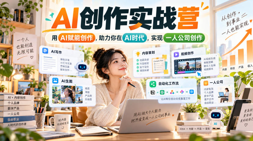 AI创作实战营,用AI赋能创作,助力你在AI时代,实现一人公司创作-网赚36计