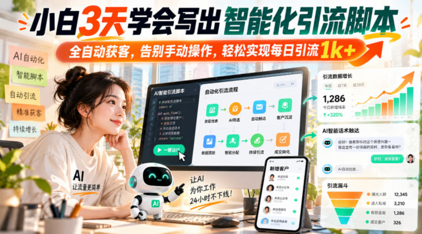 小白3天学会写出智能化引流脚本,全自动获客,告别手动操作,轻松实现每日引流1k+-网赚36计