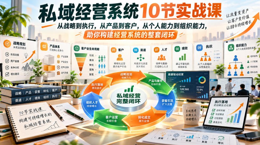 私域经营系统10节实战课，从战略到执行，从产品到客户，从个人能力到组织能力，助你构建经营系统的整套闭环-网赚36计