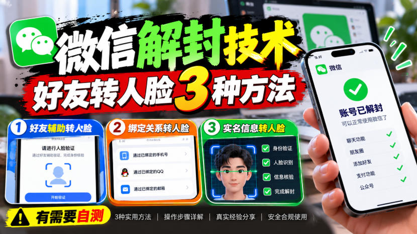 微信解封技术，好友转人脸3种方法，外来技术，有需要自测-网赚36计