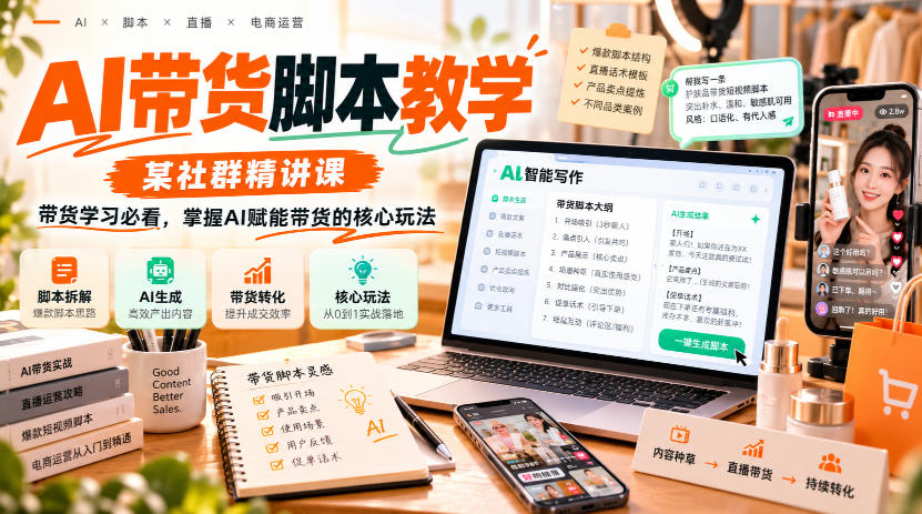 AI带货脚本教学,某社群精讲课,带货学习必看,掌握AI赋能带货的核心玩法-网赚36计