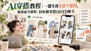AI穿搭教程｜一键生成穿搭平铺图，精准起号涨粉，轻松做穿搭OOTD账号-网赚36计
