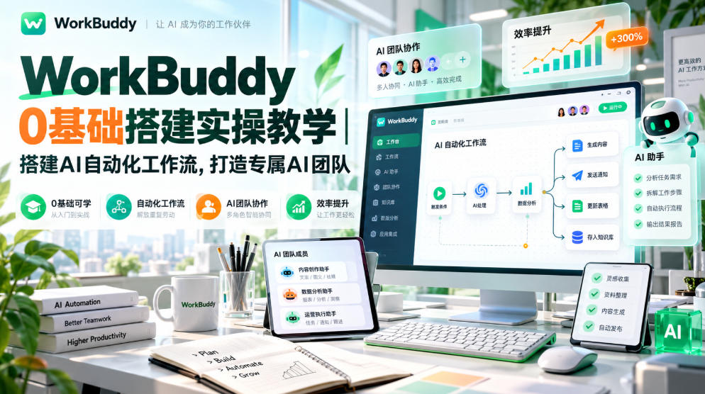 WorkBuddy 0基础搭建实操教学｜搭建AI自动化工作流，打造专属AI团队-网赚36计