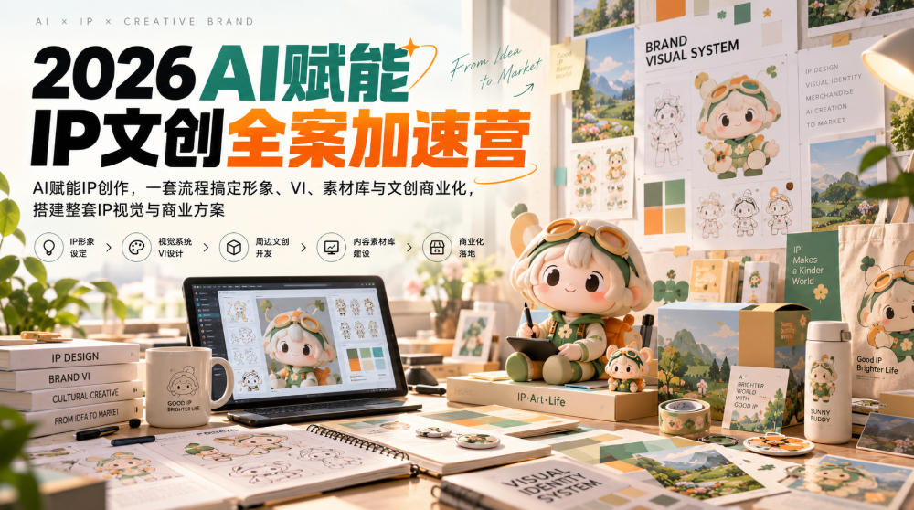 2026AI赋能ip文创全案加速营，AI赋能IP创作，一套流程搞定形象、VI、素材库与文创商业化，搭建整套IP视觉与商业方案-网赚36计