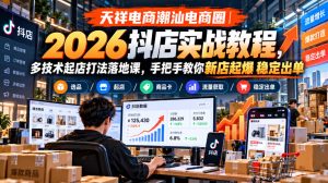 天祥电商潮汕电商圈｜2026抖店实战教程，多技术起店打法落地课，手把手教你新店起爆稳定出单-网赚36计