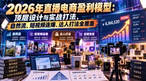 2026年直播电商盈利模型：顶层设计与实战打法，自然流、短视频连爆、达人打法全覆盖-网赚36计