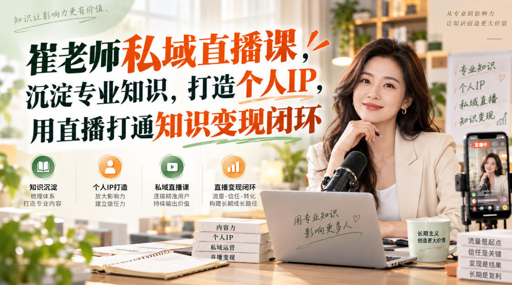 崔老师私域直播课,沉淀专业知识,打造个人IP,用直播打通知识变现闭环-网赚36计