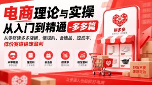 电商理论与实操从入门到精通-多多篇，从零搭建多多店铺，懂规则、会选品、控成本，低价赛道稳定盈利-网赚36计