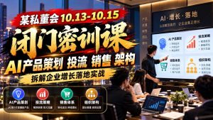 某私董会10.13-10.15闭门密训课，AI产品策划投流销售架构，拆解企业增长落地实战-网赚36计