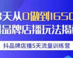 抖品牌店播5天流量训练营：28天从0做到1650万抖音品牌店播玩法揭秘-网赚36计