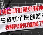 【原创神器】短视频全自动一键剪辑视频,一秒生成100个原创视频(软件+视频+免费卡密)-网赚36计