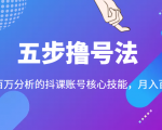 五步撸号法，掌握百万分析的抖课账号核心技能，从逻辑到实操-网赚36计