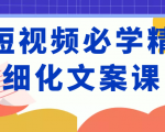 短视频必学精细化文案课，提升你的内容创作能力、升级迭代能力和变现力（价值333元）-网赚36计