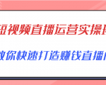 短视频直播运营实操班，直播带货精细化运营实操，教你快速打造赚钱直播间-网赚36计