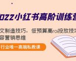 2022小红书高阶训练营：爆文制造技巧，低预算高roi投放技巧，内容营销思维-网赚36计