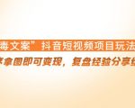 “毒文案”抖音短视频项目玩法，小程序拿图即可变现，复盘经验分享给大家-网赚36计