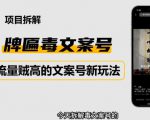 2023抖音快手毒文案新玩法，牌匾文案号，起号快易变现-网赚36计