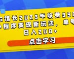 D1G馆长2023年收费990的抖音小程序变现新玩法，单号轻松日入200+-网赚36计