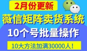 微信矩阵卖货系统,多线程批量养10个微信号,10种加粉落地方法,快速加满3W人卖货!-网赚36计