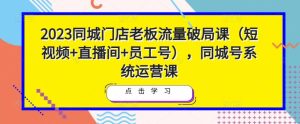 2023同城门店老板流量破局课（短视频+直播间+员工号），同城号系统运营课-网赚36计