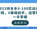 2023拼多多0-100实战运营教程，0基础起步，运营知识一手掌握-网赚36计