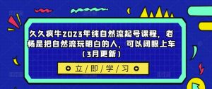 久久疯牛2023年纯自然流起号课程，老杨是把自然流玩明白的人，可以闭眼上车（3月更新）-网赚36计