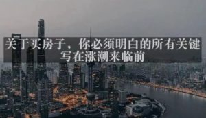 灏泽最新付费文章共享·《关于买房子，你必须明白的所有关键-写在涨潮来临前​》-网赚36计