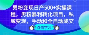 男粉变现日产500+实操课程,男粉暴利转化项目,私域变现,手动和全自动成交-网赚36计