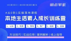 抖音本地生活素人成长训练营,从0到1实操落地课程,方法技巧|实战应用|案例解析-网赚36计