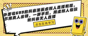 外面收699的抖音漫画虚拟人直播教程，不用真人出镜，一部手机，用虚拟人物玩转抖音无人直播-网赚36计