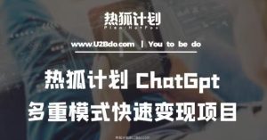 热狐计划：王大陆ChatGpt多重变现实操课，多种模式快速变现-网赚36计