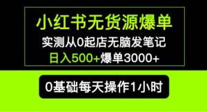 小红书无货源爆单实测从0起店无脑发笔记爆单3000+长期项目可多店-网赚36计