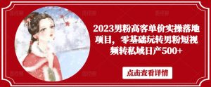 2023男粉高客单价实操落地项目,零基础玩转男粉短视频转私域日产500+-网赚36计