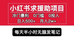 小红书求援助项目，冷门但暴利0门槛无脑发笔记日入500+月入2w可多号操作-网赚36计