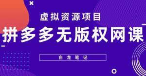 【白龙笔记】拼多多无版权网课项目，月入5000的长期项目，玩法详细拆解【揭秘】-网赚36计